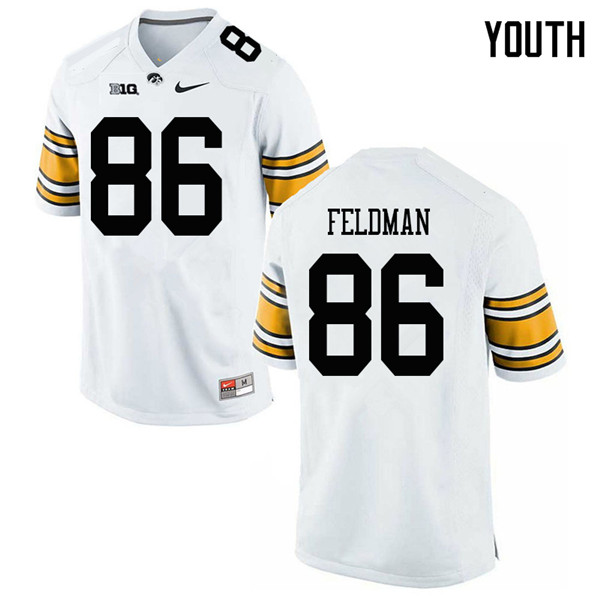 Youth #86 Noah Feldman Iowa Hawkeyes College Football Jerseys Sale-White